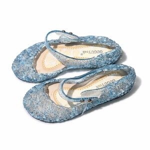 Girls Light Blue Glitter Jelly Mary Jane Sandals